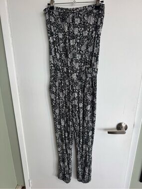 TALULAH Black & White Floral Strapless Jumpsuit